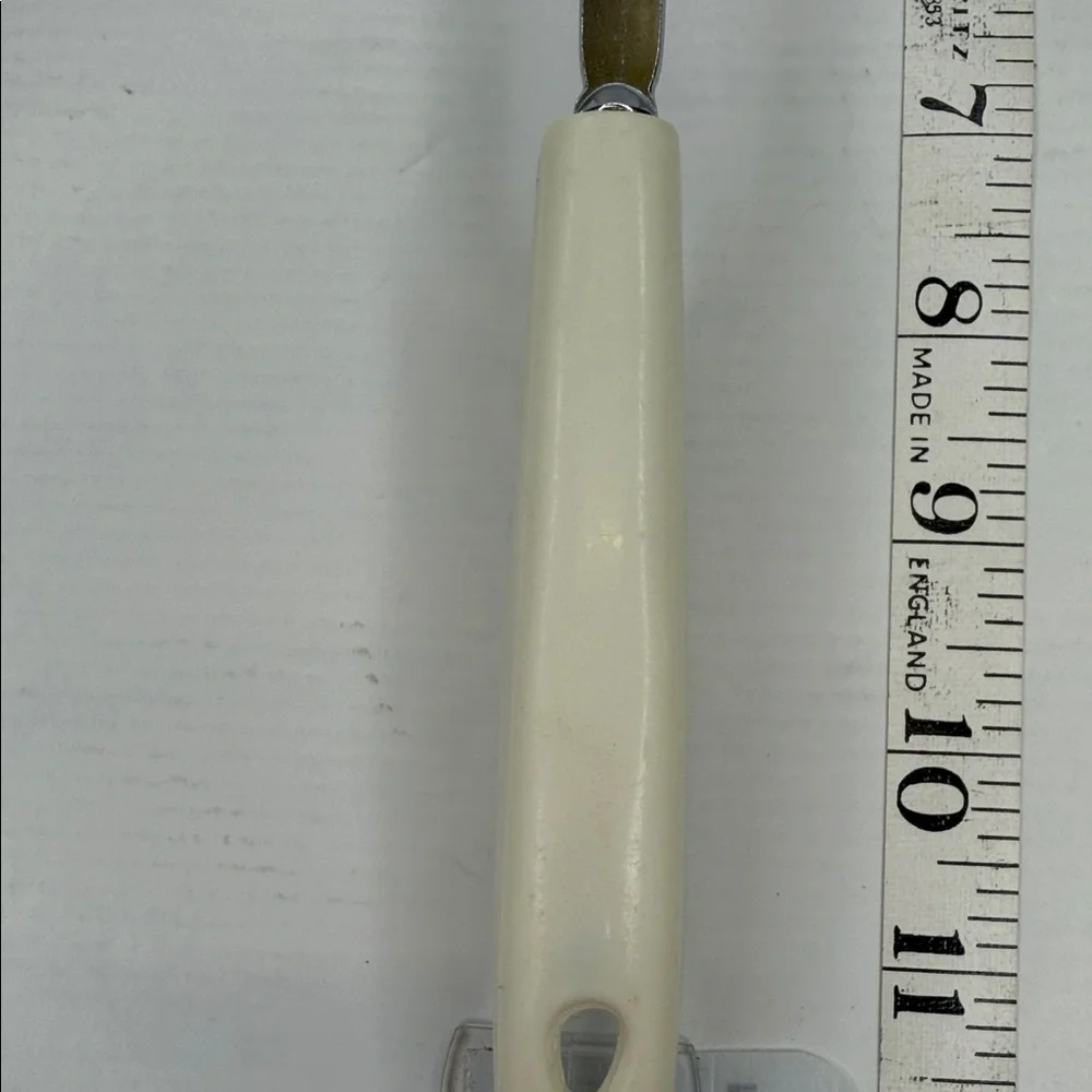 Vintage EKCO Chromium Plated Slotted Spoon with Cream Handle